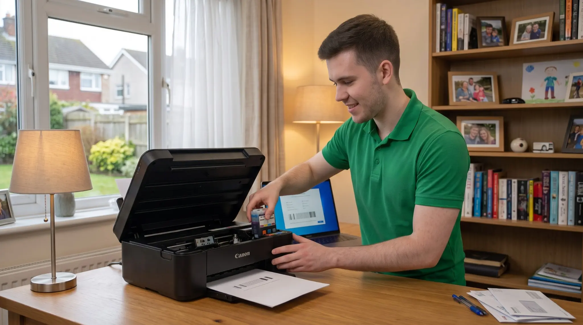 Engineer troubleshooting a home printer in Aberdeen