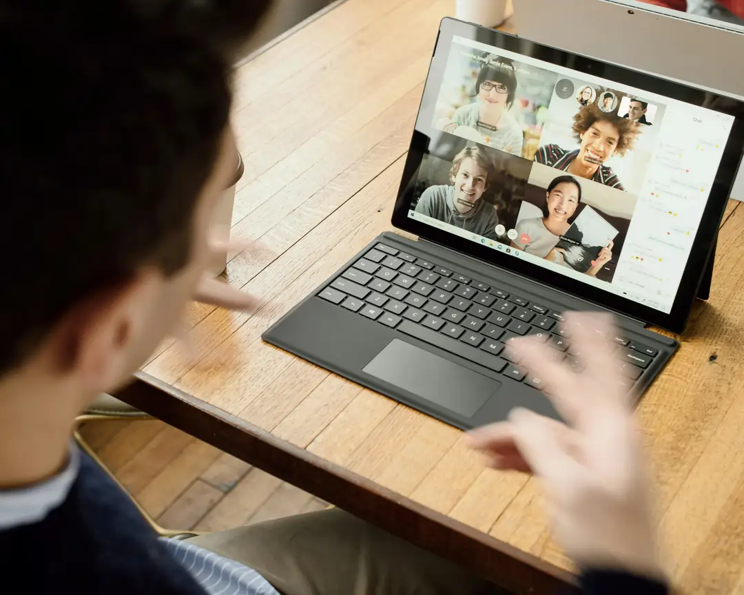 Employee on a video call while working from home